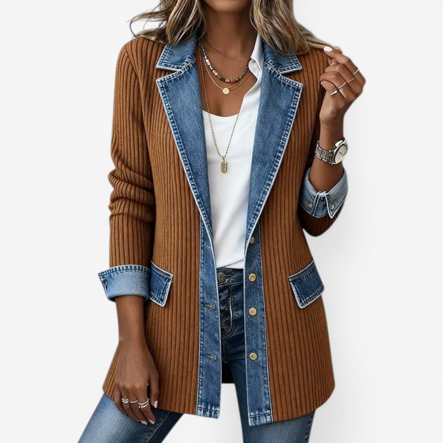 Emilia™ veste en jean mélangée