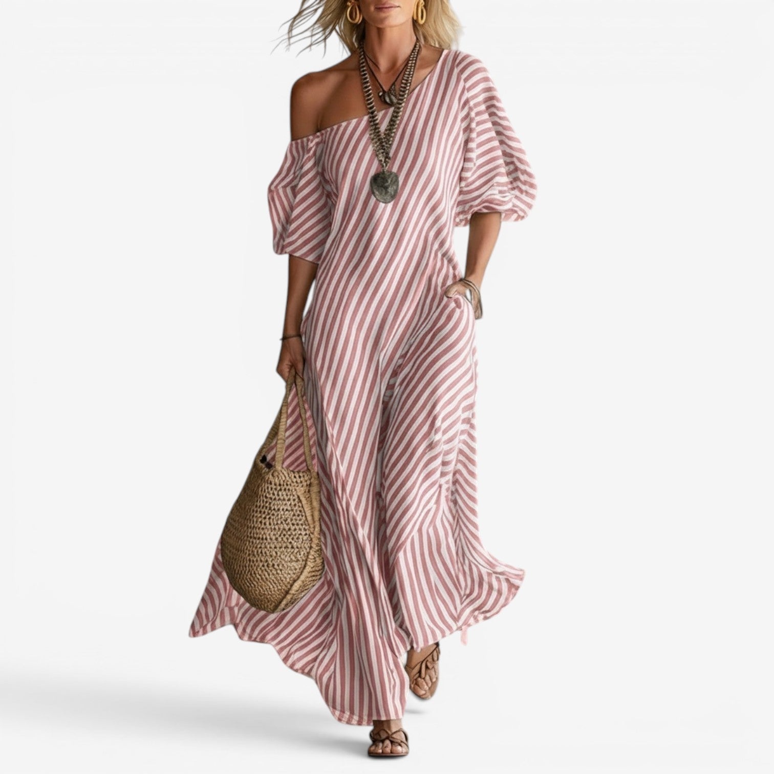 Izzy™ Robe longue à épaules dénudées